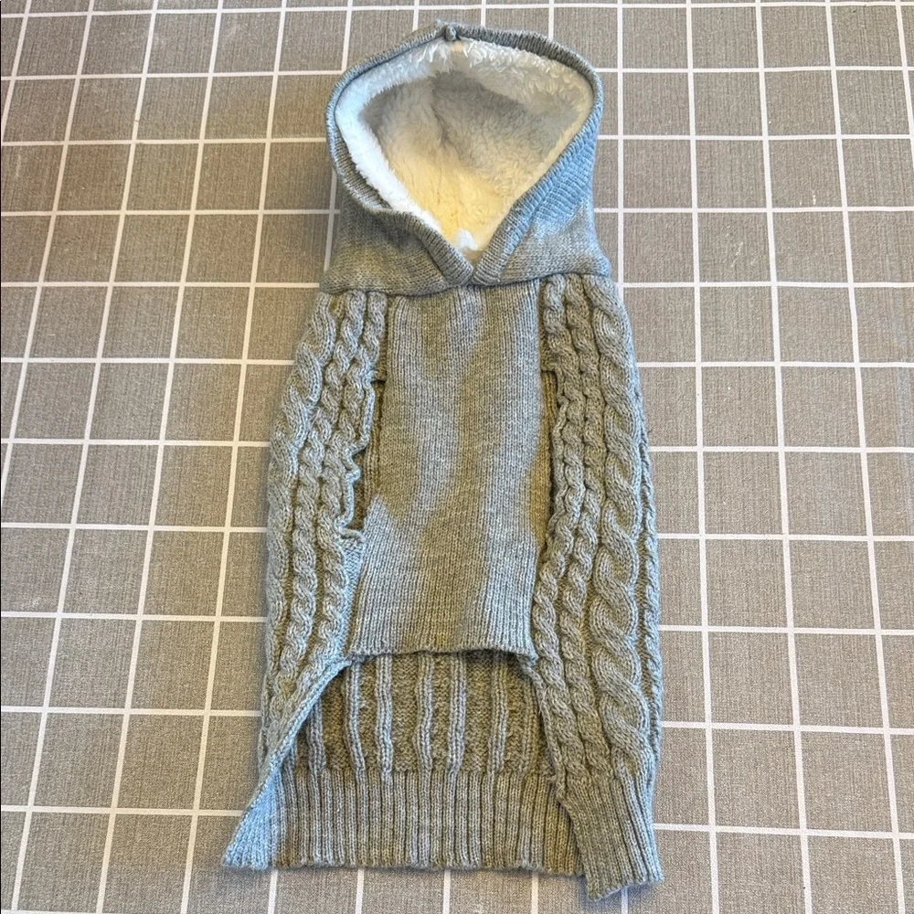 Gray Cable Knit Dog Sweater Size L